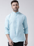 RIAG Sky Blue Men's Chinese Collar Full Sleeves Shirt - Distacart
