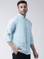 RIAG Sky Blue Men's Chinese Collar Full Sleeves Shirt - Distacart