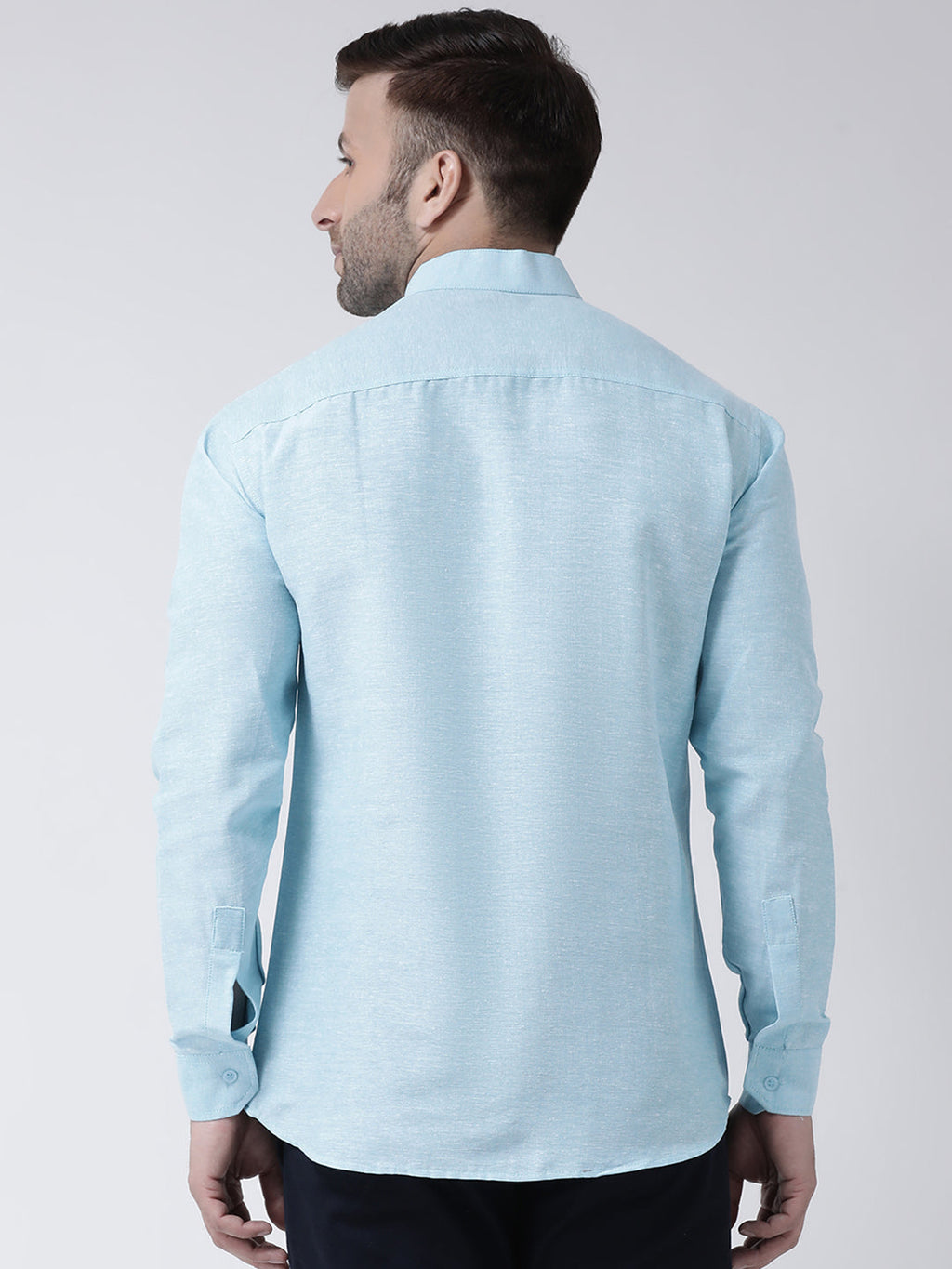 RIAG Sky Blue Men's Chinese Collar Full Sleeves Shirt - Distacart