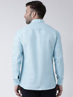 RIAG Sky Blue Men's Chinese Collar Full Sleeves Shirt - Distacart