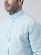 RIAG Sky Blue Men's Chinese Collar Full Sleeves Shirt - Distacart