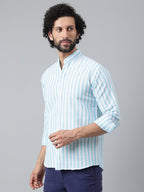 RIAG Blue Men's Chinese Collar Full Sleeves Shirt - Distacart