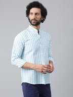 RIAG Blue Men's Chinese Collar Full Sleeves Shirt - Distacart