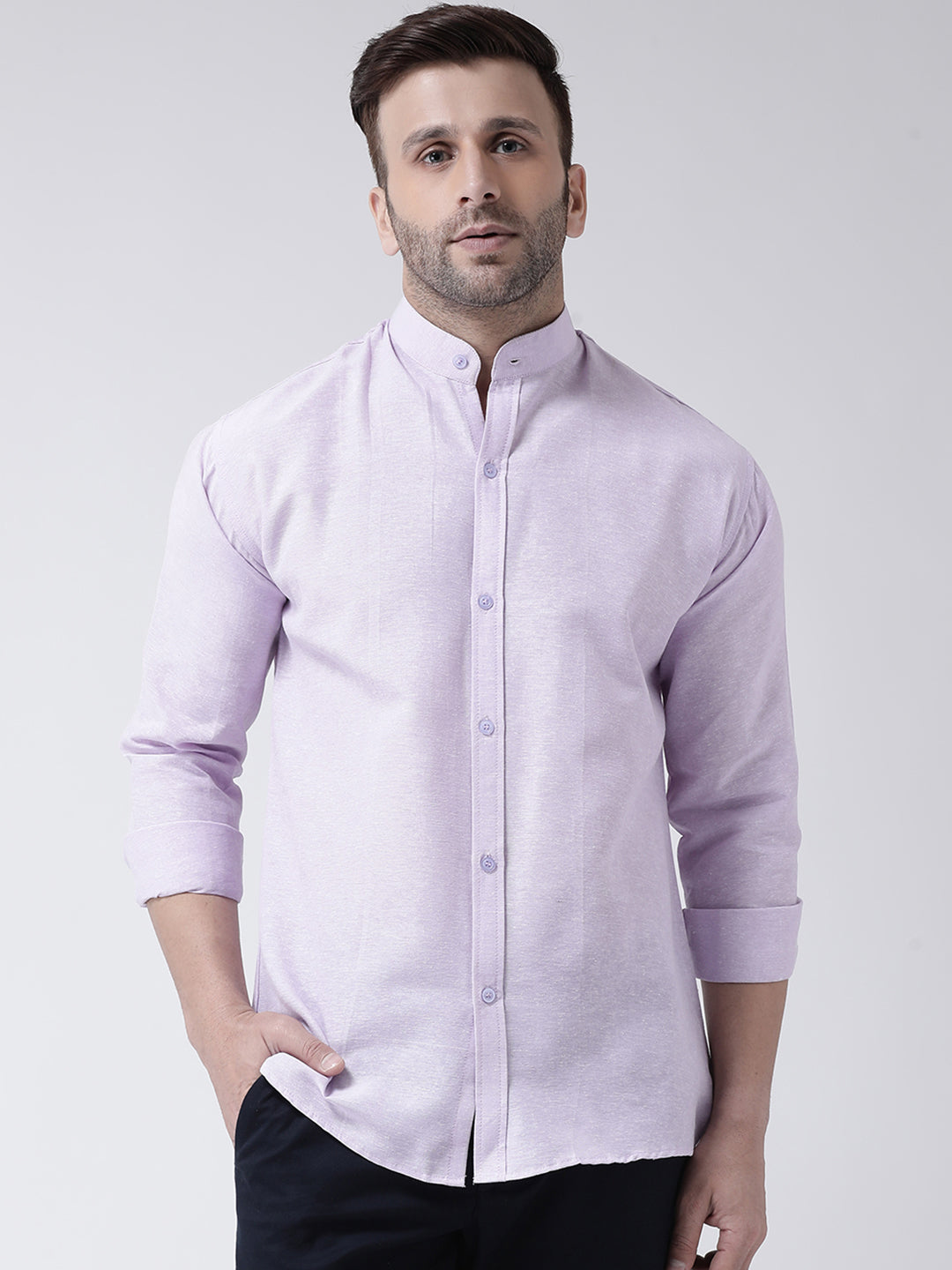 RIAG Violet Men's Chinese Collar Full Sleeves Shirt - Distacart