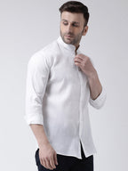 RIAG White Men's Chinese Collar Full Sleeves Shirt - Distacart