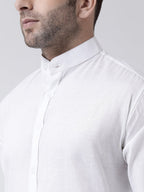 RIAG White Men's Chinese Collar Full Sleeves Shirt - Distacart