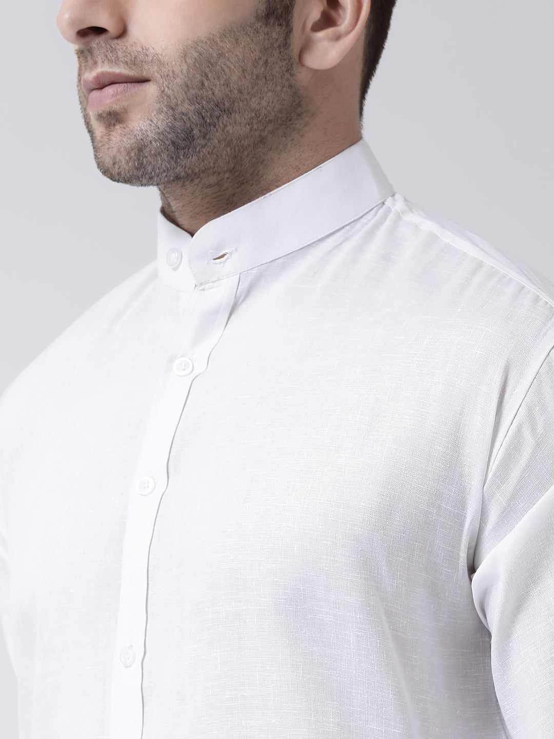 RIAG White Men's Chinese Collar Full Sleeves Shirt - Distacart
