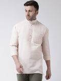 RIAG Beige Color Long Sleeves Men's Cotton Short Kurta - Distacart