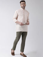 RIAG Beige Color Long Sleeves Men's Cotton Short Kurta - Distacart