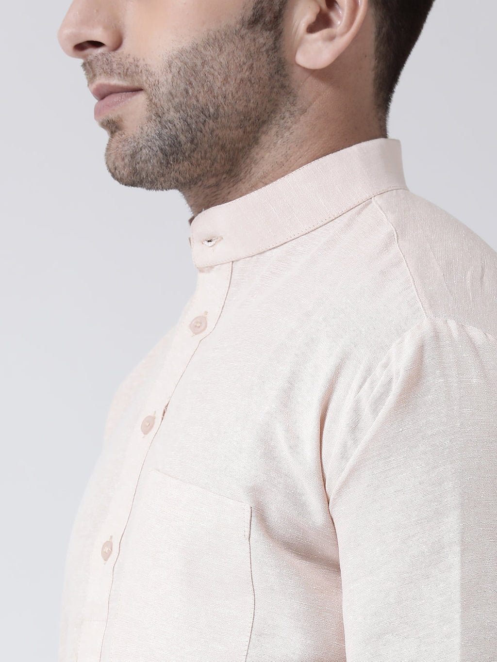 RIAG Beige Color Long Sleeves Men's Cotton Short Kurta - Distacart