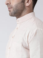 RIAG Beige Color Long Sleeves Men's Cotton Short Kurta - Distacart