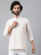 RIAG Beige Color Long Sleeves Casual Men's Cotton Short Kurta - Distacart