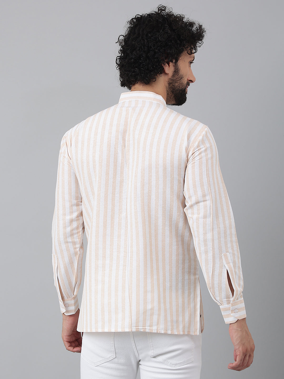 RIAG Beige Color Long Sleeves Casual Men's Cotton Short Kurta - Distacart