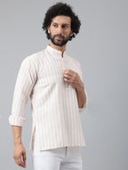 RIAG Beige Color Long Sleeves Casual Men's Cotton Short Kurta - Distacart