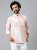 RIAG Orange Color Long Sleeves Casual Men's Cotton Short Kurta - Distacart