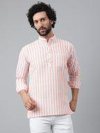 RIAG Orange Color Long Sleeves Casual Men's Cotton Short Kurta - Distacart