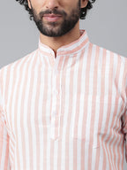 RIAG Orange Color Long Sleeves Casual Men's Cotton Short Kurta - Distacart