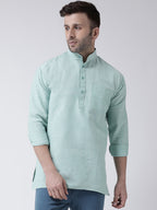 RIAG Green Color Long Sleeves Men's Cotton Short Kurta - Distacart