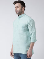 RIAG Green Color Long Sleeves Men's Cotton Short Kurta - Distacart