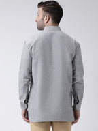 RIAG Grey Color Long Sleeves Men's Cotton Short Kurta - Distacart