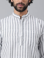 RIAG Grey Color Long Sleeves Casual Men's Cotton Short Kurta - Distacart