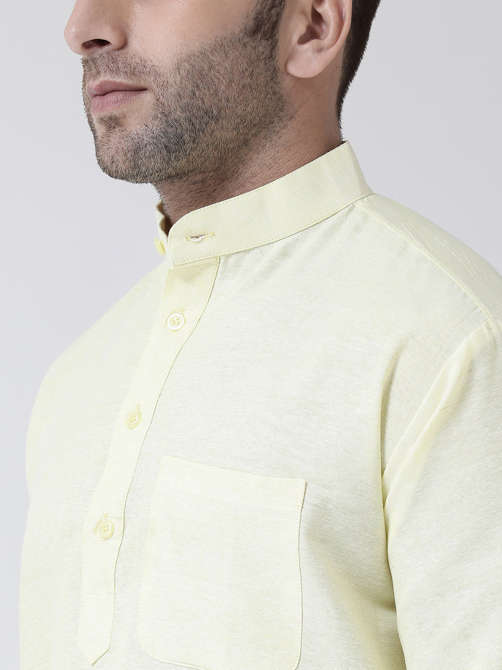 RIAG Yellow Color Long Sleeves Men's Cotton Short Kurta - Distacart