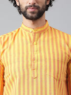 RIAG Yellow Color Long Sleeves Casual Men's Cotton Short Kurta - Distacart