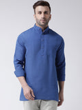 RIAG Navy Blue Color Long Sleeves Men's Cotton Short Kurta - Distacart