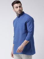 RIAG Navy Blue Color Long Sleeves Men's Cotton Short Kurta - Distacart