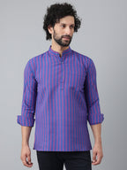 RIAG Navy Blue Color Long Sleeves Casual Men's Cotton Short Kurta - Distacart