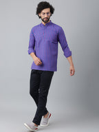 RIAG Navy Blue Color Long Sleeves Casual Men's Cotton Short Kurta - Distacart