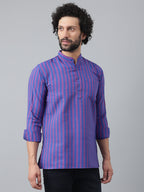 RIAG Navy Blue Color Long Sleeves Casual Men's Cotton Short Kurta - Distacart