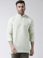 RIAG Green Color Long Sleeves Men's Cotton Short Kurta - Distacart