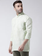 RIAG Green Color Long Sleeves Men's Cotton Short Kurta - Distacart