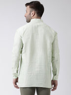 RIAG Green Color Long Sleeves Men's Cotton Short Kurta - Distacart