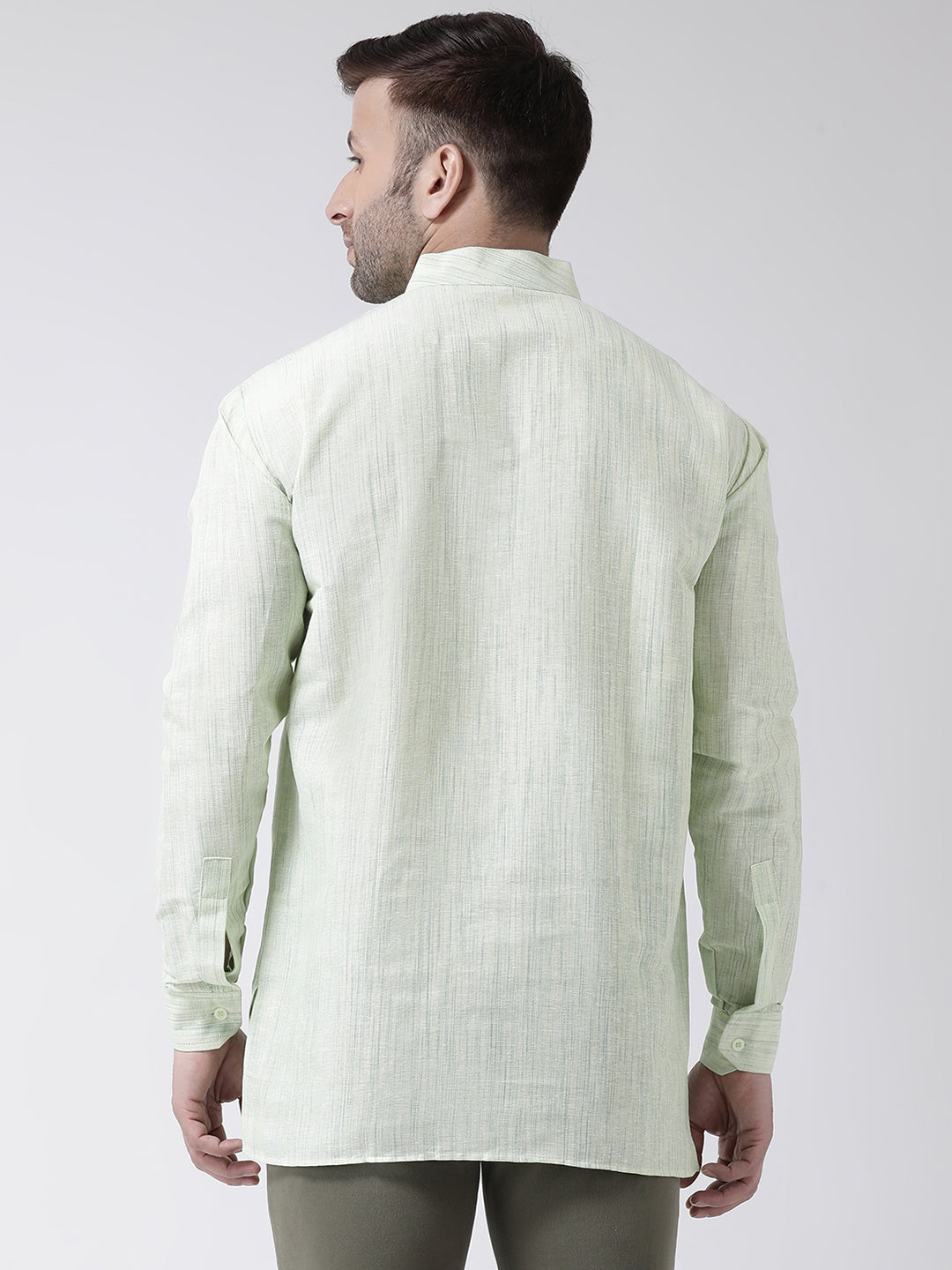 RIAG Green Color Long Sleeves Men's Cotton Short Kurta - Distacart