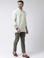 RIAG Green Color Long Sleeves Men's Cotton Short Kurta - Distacart
