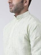 RIAG Green Color Long Sleeves Men's Cotton Short Kurta - Distacart