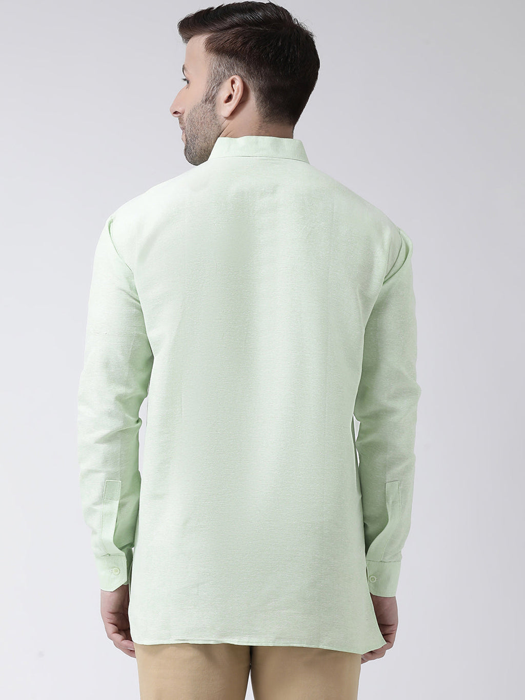 RIAG Green Color Long Sleeves Men's Cotton Short Kurta - Distacart