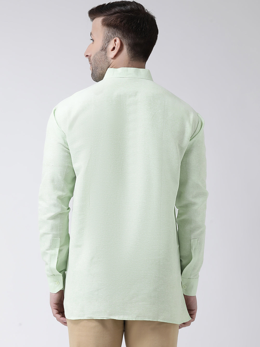 RIAG Green Color Long Sleeves Men's Cotton Short Kurta - Distacart
