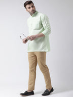 RIAG Green Color Long Sleeves Men's Cotton Short Kurta - Distacart