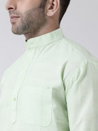 RIAG Green Color Long Sleeves Men's Cotton Short Kurta - Distacart
