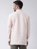 RIAG Beige Color Long Sleeves Men's Cotton Short Kurta - Distacart