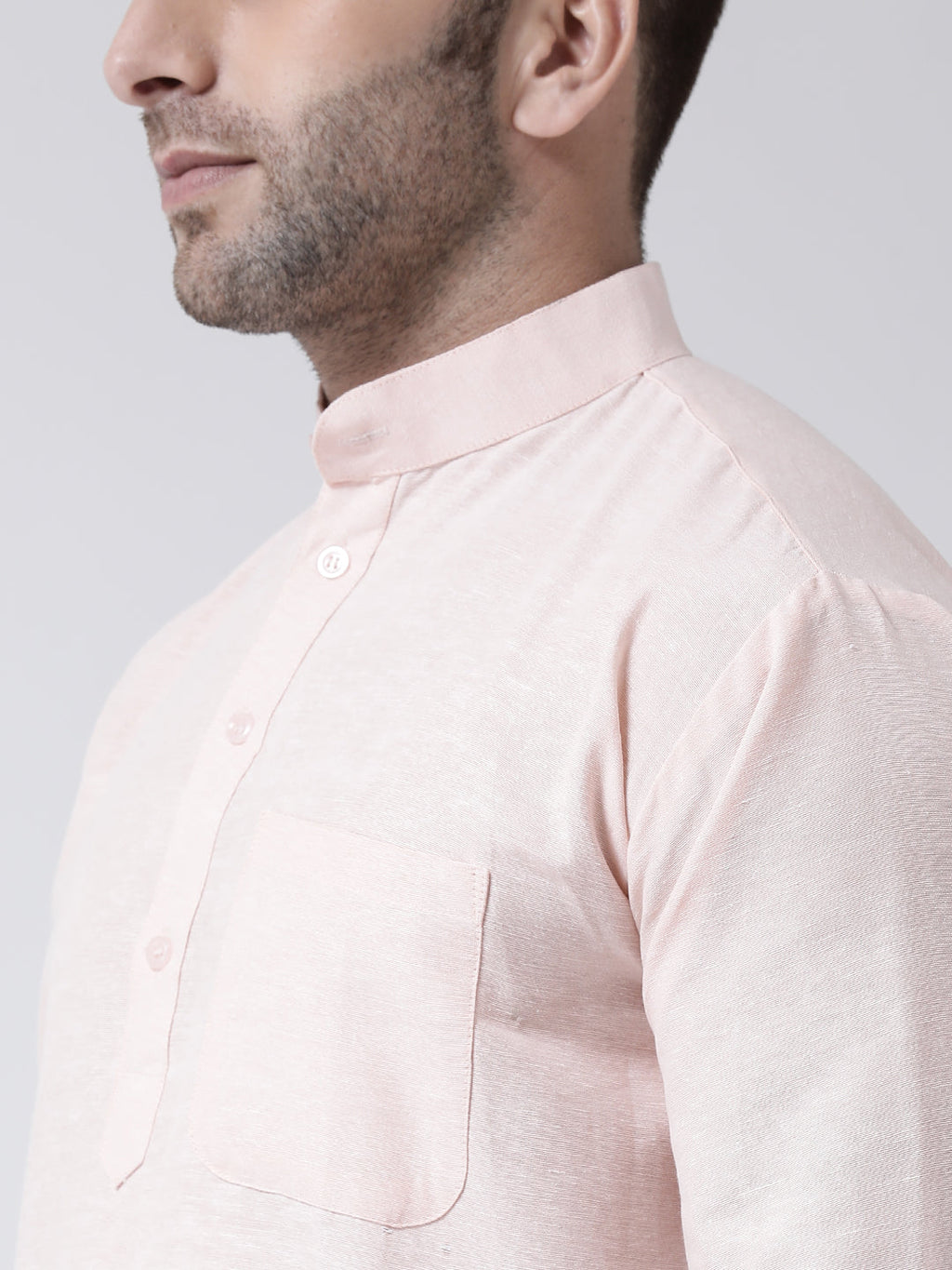 RIAG Beige Color Long Sleeves Men's Cotton Short Kurta - Distacart