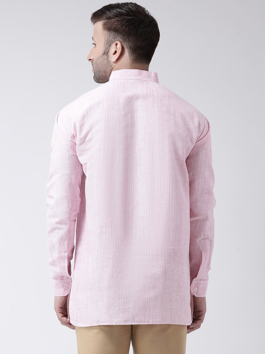 RIAG Pink Color Long Sleeves Men's Cotton Short Kurta - Distacart