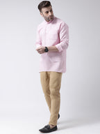 RIAG Pink Color Long Sleeves Men's Cotton Short Kurta - Distacart