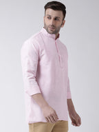 RIAG Pink Color Long Sleeves Men's Cotton Short Kurta - Distacart