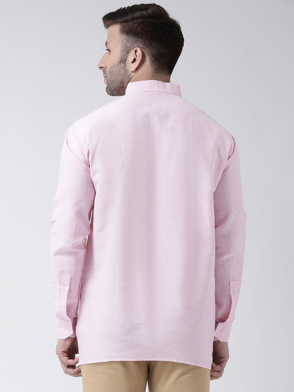 RIAG Pink Color Long Sleeves Men's Cotton Short Kurta - Distacart