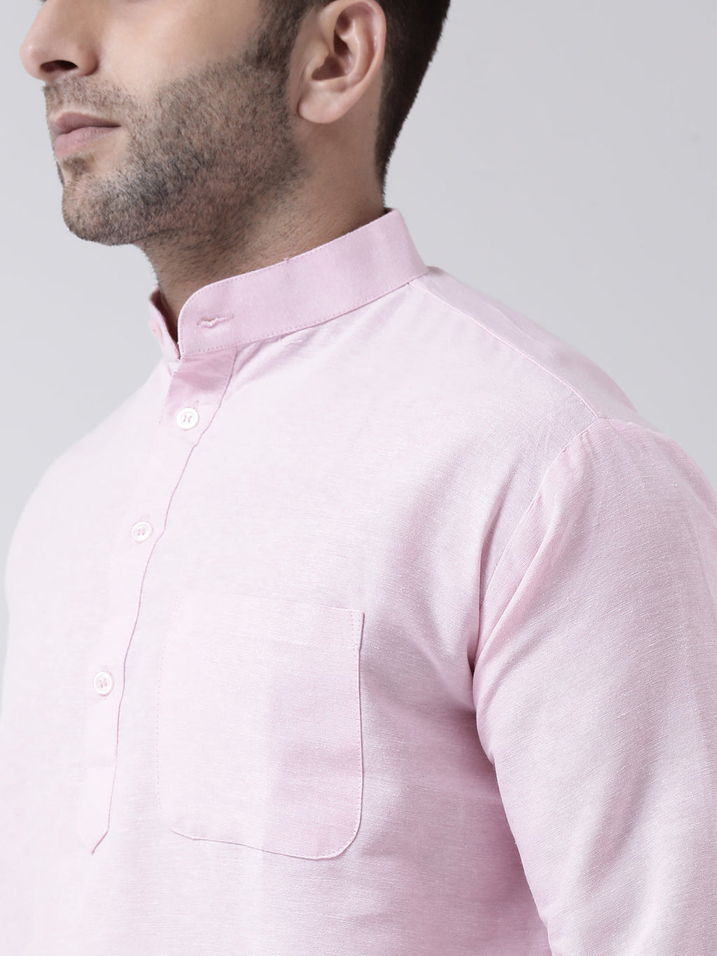 RIAG Pink Color Long Sleeves Men's Cotton Short Kurta - Distacart