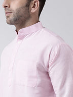 RIAG Pink Color Long Sleeves Men's Cotton Short Kurta - Distacart